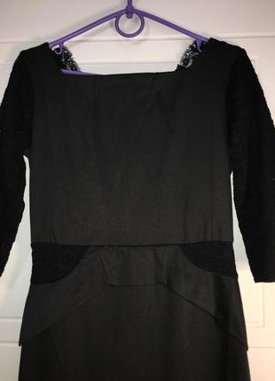 Нарядное черное платье с гипюровыми вставками и рукавами.от oui7 фото