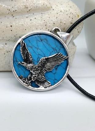 🦅🌎 кулон "орел" камень малахит на шнурке