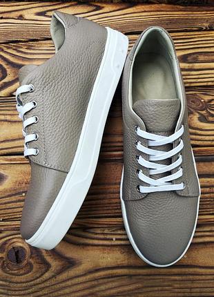 Шкіряні жіночі кеди в кольорі капучино ☕