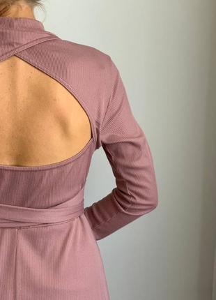 Пудрово- розовое платье lost ink с обнаженной спинкой платье миди9 фото