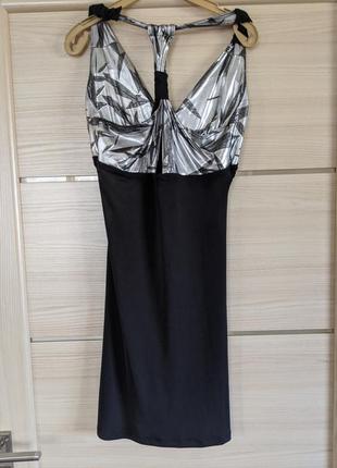 Классное летнее платье сарафан чёрное с серебром пуш-ап6 фото