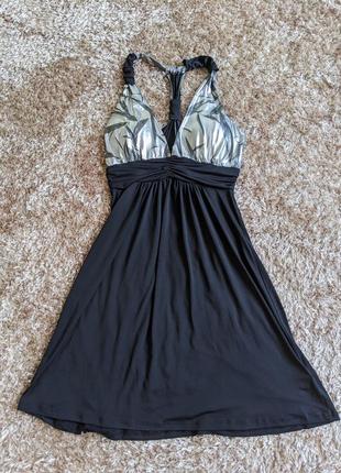 Классное летнее платье сарафан чёрное с серебром пуш-ап4 фото