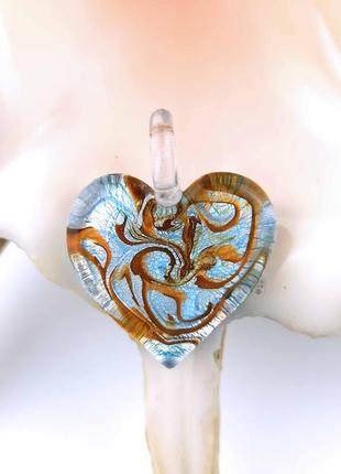 Кулон підвіска муранське скло у формі серце сердечко блакитний теракот мурано новий rfxtcndtyysq1 фото