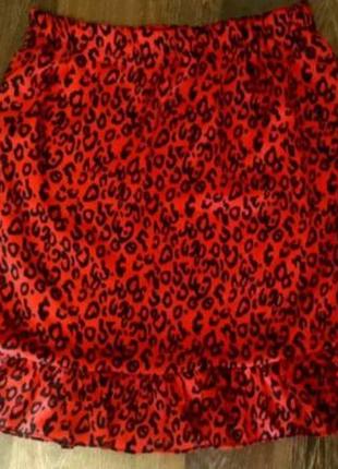 Червона спідниця міні леопардова4 фото