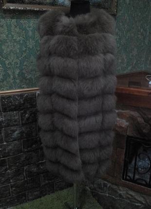 Натуральна хутряна жилетка песець стільники коричнева