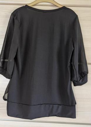 Лёгкая красивая оригинальная стильная нарядная кофта рубашка блуза чёрная рукав 3/45 фото