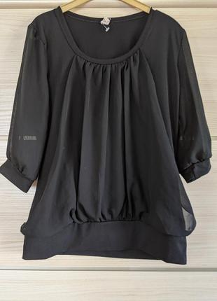 Лёгкая красивая оригинальная стильная нарядная кофта рубашка блуза чёрная рукав 3/41 фото