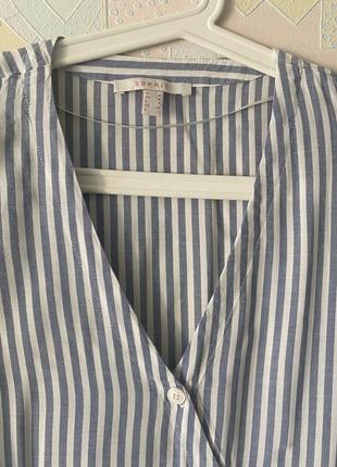 Легка блузка в смужку з віскози з гудзиками і зав'язкою2 фото
