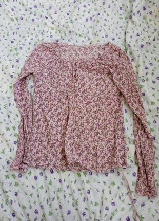 Блуза блузка на зав'язках з зав'язкою на грудях резинці в квітковий принт рожева квіточка рожева красива модна стильна кофта кофточка