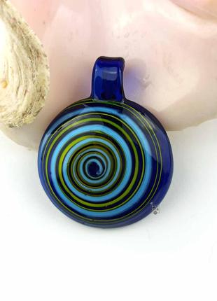Кулон подвеска муранское венецианское стекло в форме круга водоворот, галактика, спираль новый