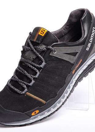 Мужские кожаные кроссовки salomon 3d chassis black6 фото