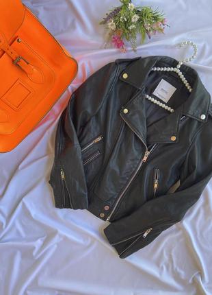 Фирменная стильная качественная натуральная кожаная куртка косуха3 фото