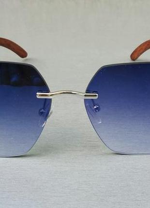 Cartier очки женские солнцезащитные большие стильные синий градиент зеркальные безоправные2 фото