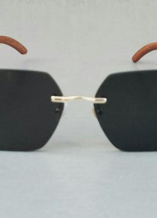 Cartier модні безоправные жіночі сонцезахисні окуляри чорні дужки коричневі2 фото