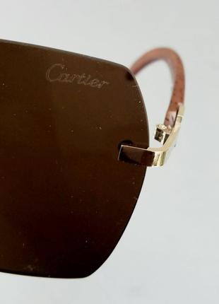 Cartier модные безоправные женские солнцезащитные очки коричневые7 фото