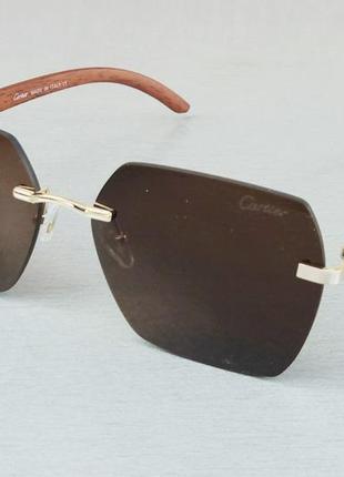 Cartier модные безоправные женские солнцезащитные очки коричневые