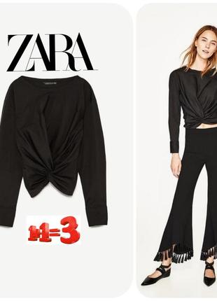 ❤1+1=3❤ zara  хлопковая блуза с длинным рукавом и узлом1 фото