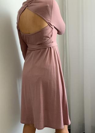 Платье с открытой спиной миди пудровое lost ink сукня пудрово-рожева з відкритою спиною2 фото