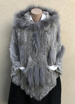 Вязаное, меховое шуба с капюшоном