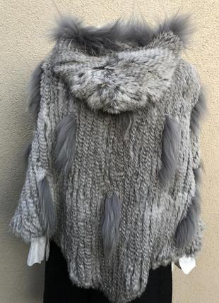 Вязаное,меховое пончо с капюшоном,накидка,шубка5 фото