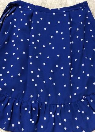 Трендовая синяя юбка в горошек4 фото