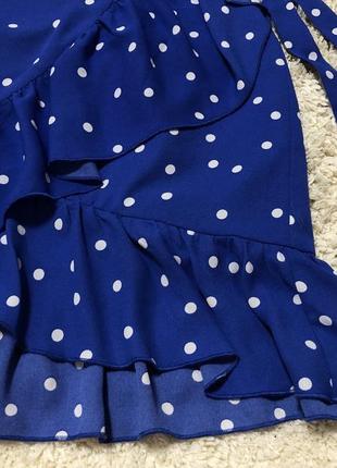 Трендовая синяя юбка в горошек2 фото