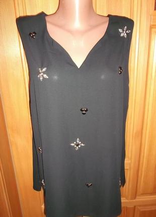 Блуза майка черная украшение камни распродажа р. l