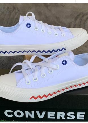 Кеди coverse ctas ox white/university red/blue rush