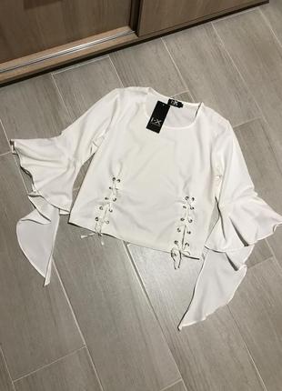 Нова стильна блуза зі шнурівками l-x london1 фото