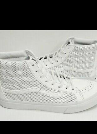 Кеды высокие vans sk8 hi white leather1 фото