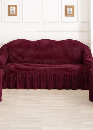 Чохол на диван + крісла, (туреччина), прямі постачання, бордовий1 фото