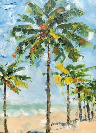 Интерьерная картина маслом авторская ручная работа «море и пальмы»3 фото