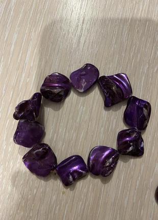 Набор украшений фиолетовый  3 штуки ожерелье браслет сережки фиол3 фото