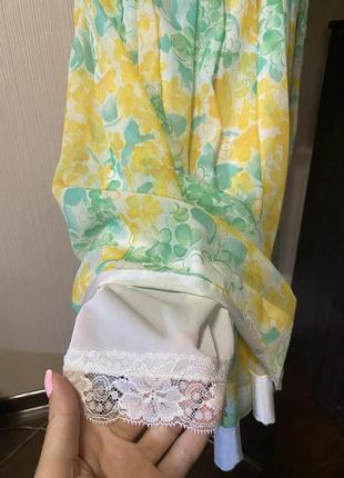 Сукня міді квітковий принт з білим коміром і пишними рукавами ретро вінтаж3 фото