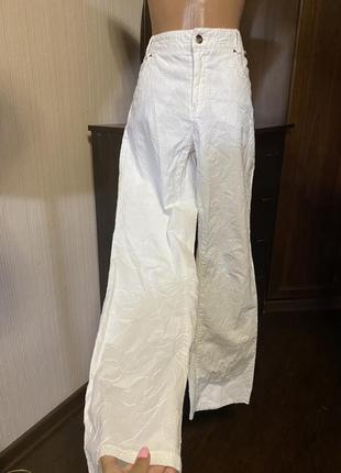 Шикарные белые джинсы коттон с вышивкой высокая посадка3 фото