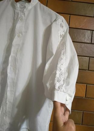 Красивая белая блузка баф кружево4 фото