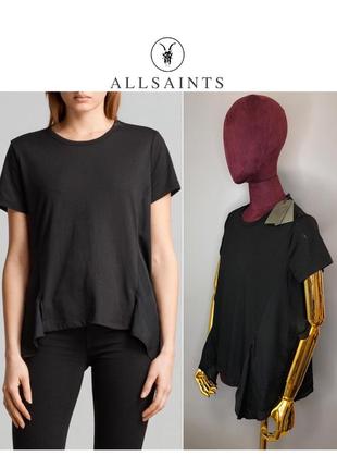 All saints сетная дизайнерская футболка блуза с коротким рукавом ассиметричная топ rundholz owens