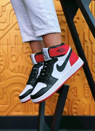 Женские кроссовки air jordan   high black/red демисезонные / наложенный платёж