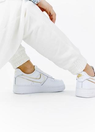 Кроссовки nike air force 1 icon clash "white metallic gold"3 фото