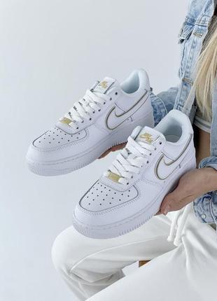 Кроссовки nike air force 1 icon clash "white metallic gold"4 фото