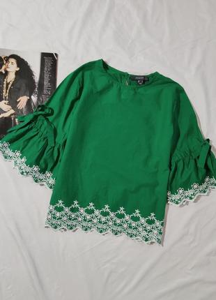 Primark чудова коттоновая блуза з вишивкою рішельє uk 10