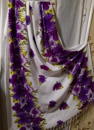 Яркая пляжная летняя женская парео накидка вискозная туника мелкий цветок платок шарф палантин штапель4 фото