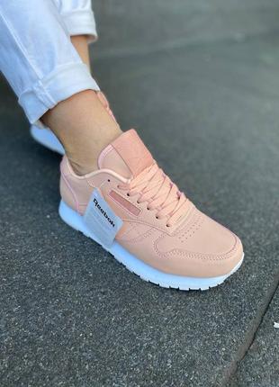 Кроссовки  reebok classic leather  pink/white