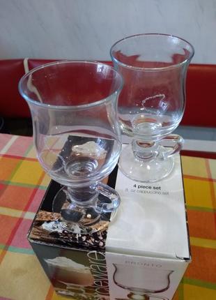 Новый набор 4 шт.бокалы стаканы  с ручкой  для кофе латте4 фото