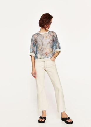 Красивая,нежная,прозрачная блузка,кофточка,свитшот с органзы,цветочный принт zara2 фото