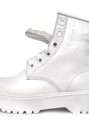 Dr.martens molly white белые ботинки мартинс на высокой подошве с мехом на зиму білі модні трендові черевики ботінки мартінси6 фото