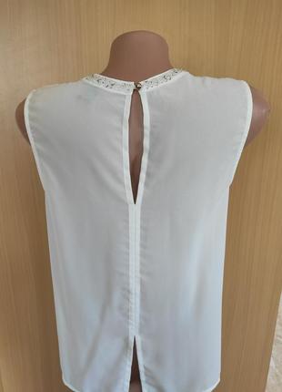 Нежная полупрозрачная легкая белая блуза с бисером4 фото