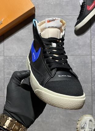Кросівки nike blazer mid '77 black blue 2