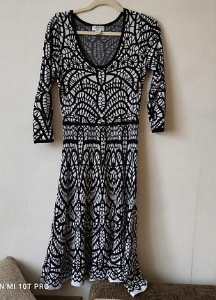 Сукня міді мереживо мереживо чорне біле з рукавом