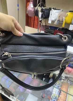 Сумка кожаная мягкая итальянская сумка на плечо чёрная сумка кожаная сумка шкіряна чорна3 фото
